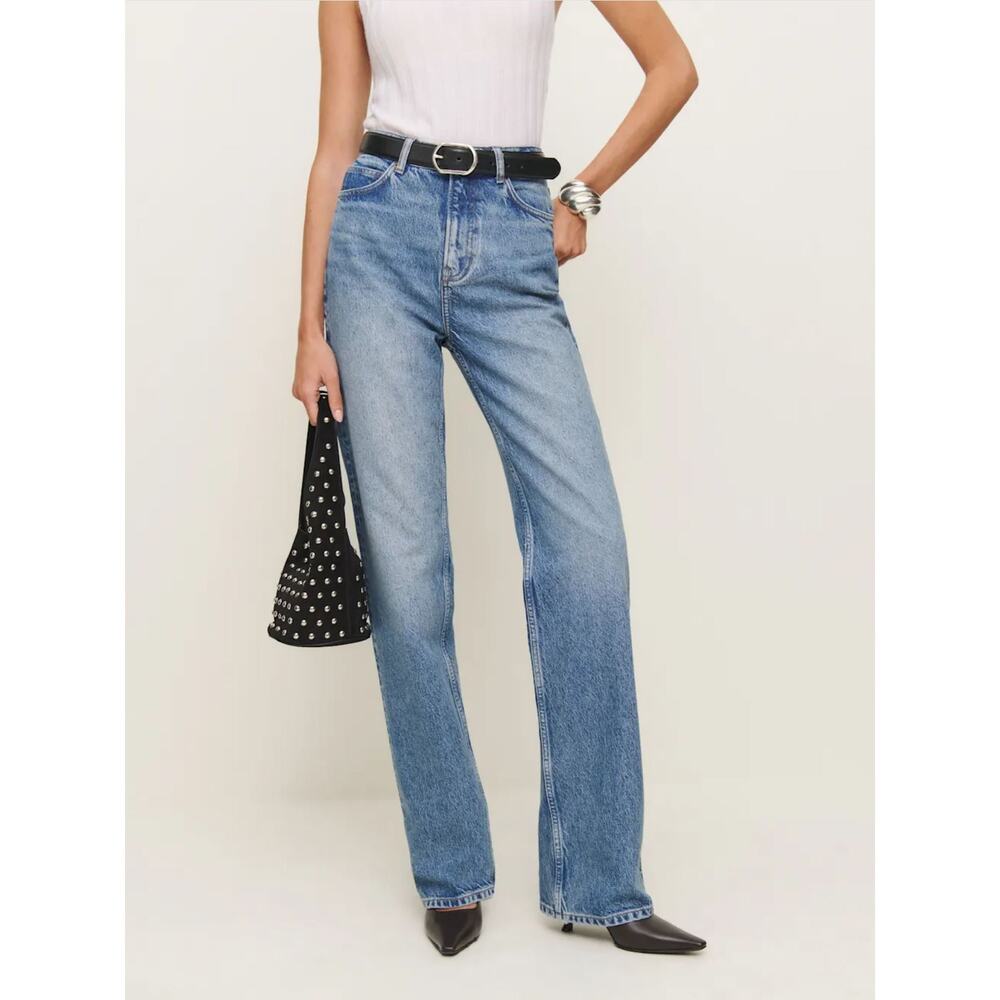 Reformation Wilder High Rise Wide Leg Jean US 31 Colorado Blue Denim Classic